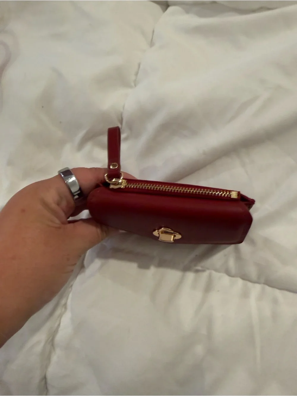 Red Leather Compact Wallet
